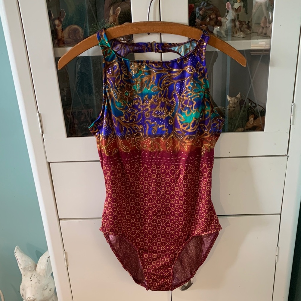 Jantzen sz 14 Vintage 90’s Colorful Patterned One-Piece Swimsuit euc